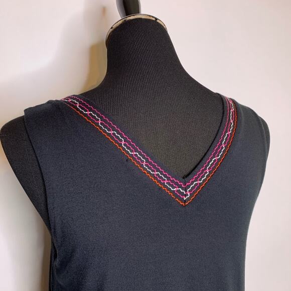 Ella Moss black red embroidered sleeveless fringe trim romper size Medium - Picture 10 of 11